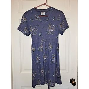 California Bay Company babydoll short sleeve dress floral size small mini skater